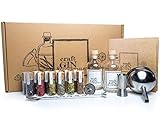 Craft Gin & Cocktails Set/Gin zum Selbermachen / 12 Hochwertige Botanicals + Cocktailset + Rezeptbuch in schöner Geschenkverpackung/Geschenk-Idee für Männer und Frauen/DIY Gin Tonic Baukasten