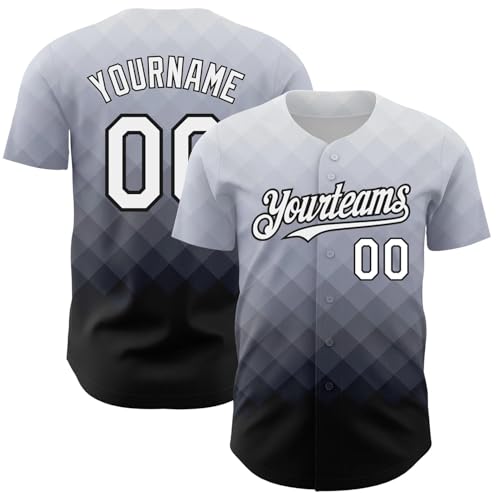 Camisa de béisbol personalizada con degradado para hombres, mujeres y niños, con botones, uniforme de equipo de softball con nombre, número y logo impresos miniatura 1