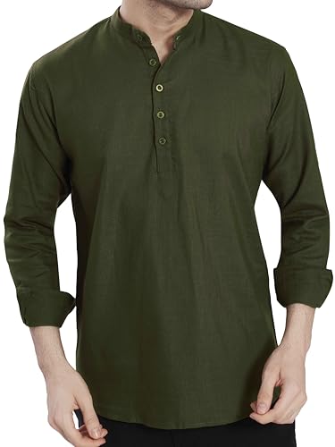 Image of DIVISIVE Men's Slim Fit Full Sleeves Cotton Short Kurta