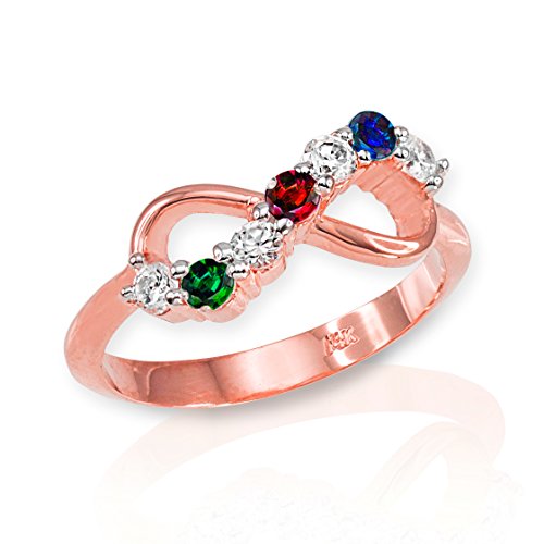 High Polish 14k Rose Gold Halfway CZ Personalized Mix-and-Match Infinity Ring (Size 10)