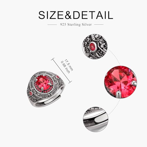 7×9mm Oval Cut Blue Topaz/Ruby/Emerald/Black Onyx Ring for Men 925 Sterling Silver Vintage Style Gemstone Handmade Men’s Ring for Dad Father Adjustable Size 73