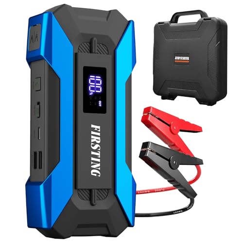 Firsting 2000A UltraSafe Car Battery Jump Starter, 12V Battery Pack, Battery Booster, Jump Box, Portable Charger, and Jumper Cables for 6.0L Gasoline and 3.0L Diesel Engines with Carry Case
