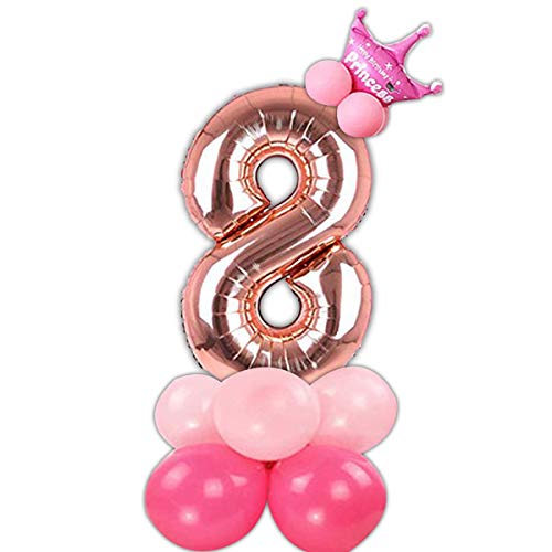 Image of Rosegold 32 Inches Numbers 8 Shape Large Big Foil Helium Balloons For Party Decorations In Happy Birthday Anniversary Office Items Materials Set Pack,1 Piece