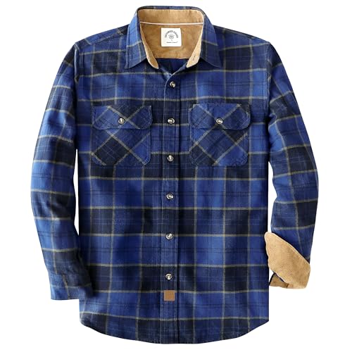 Dubinik® Camicia Flanella Uomo Invernale 100% Cotone Bottoni Casual Comode Camicia a Quadri Uomo Flanella con Taschino