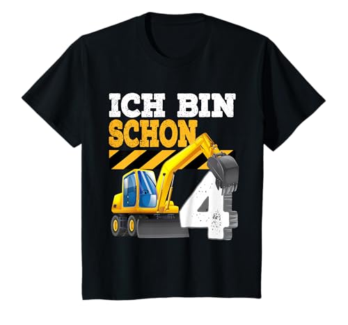 4. Geburtstag Bagger 4 Jahre Junge Baustelle Geschenk T-Shirt