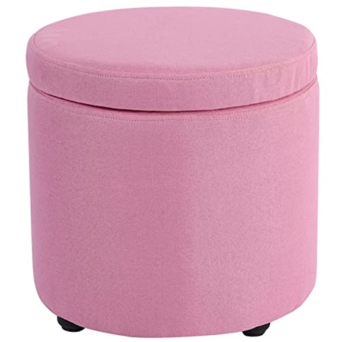 Otomana Redonda de Almacenamiento con Tapa extraíble, Taburete/Asiento/reposapiés portátil para tocador, otomana tapizada con Almacenamiento para Sala de Estar y Dormitorio - Gris Claro - Si