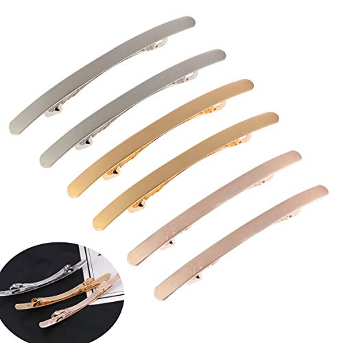 Luckycivia 6 Pack Women Hair Clip, French Styles Metal Hair Pins, Simple Retro Hair Barrettes for Women and Girls, 3 Colors