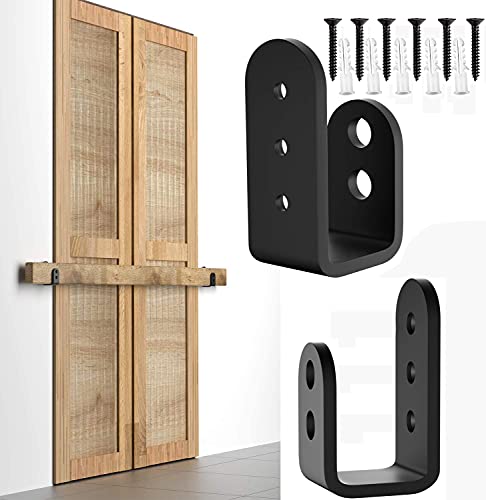 2 Pcs Door Barricade for Home Security, Drop Open Bar Holder High Security to Your Home, Security Holder Bracket Prevent Unauthorized Entry, Heavy Duty Closed Bar Holder Steel U Bracket