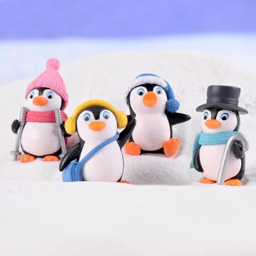 Image of CraftVatika Miniature Showpiece Birthday Gift for Girls Kids, Penguin Showpiece Set of 4 for Home Decor Items, Car Dashboard Items, Table Decoration Items, Valentine Day Gift for Girlfriend