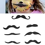 7Pcs Self Adhesive Party Mustaches for Adults and Children, Black Fake Mustache, Soft Lint Beard Cosplay Accessories for Birthday Party, Costume Party, School Plays