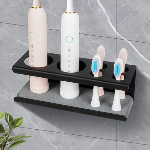 Porte Brosse à Dents Electrique Mural, 6 Trous Support Brosse a Dent Electrique Rangement Toothbrush Holder Porte Brosse a Dent Organisateur, Noir