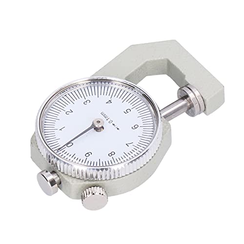 Calibrador de espesor redondo con dial, metal y plástico, materiales premium, mediciones precisas, amplio rango de 0 a 10 mm, con husillo de resorte, indicador blanco miniatura 6