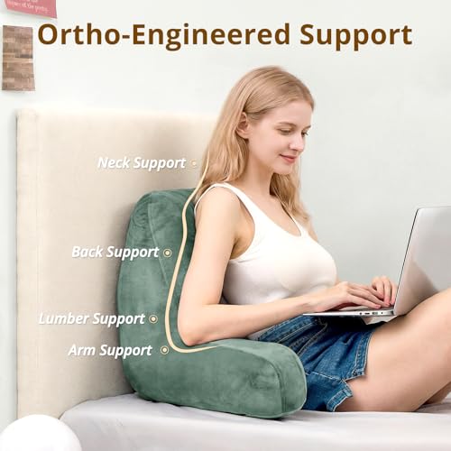Image of Sasttie Reading Pillow for Bed, Back Pillow for Sitting Up, Sage