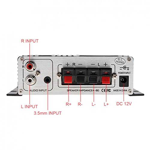 Fasizi LP-2020A Class-D Stereo-Hi-Fi-Digitalverstärker mit 3 A Netzteil für Auto-Motorverstärker – Schwarz