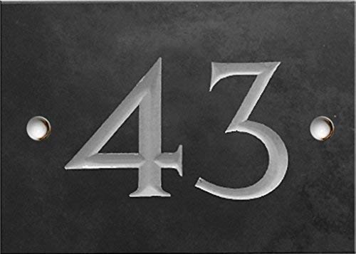 Engraved Slate House Number Sign - 1 to 99 (Select Your Number here) - Number 43 (Same Day Dispatch by 1st Class Post!!!) โ image 1