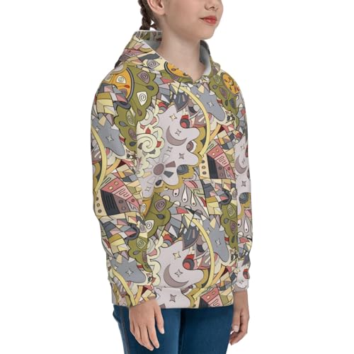 Ethnic Colorful Doodle Kids Pullover Hoodies Boys Sweatshirts Girls Athletic Clothes with Pocket3