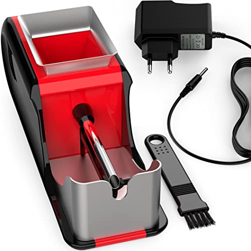 JeVx Máquina Entubar Eléctrica y Liar Tabaco Automática, Máquina para Hacer Cigarros y Liadora de Cigarrillos, Máquina de Hacer Tabaco, Máquina de Liar Cigarrillos y Entubar Tabaco Rojo