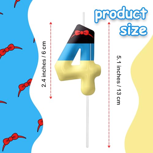 Image of White Cartoon Birthday Candles, Number 4 Candle White Themed Birthday Party Supplies, 2.4 inch Birthday Candles for Cake Topper Party Decorations, Birthday Decorations for Boys Girls (Number 4)