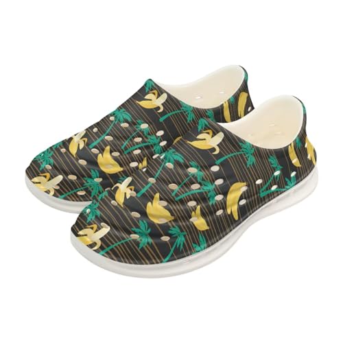 Watdotory Kids Tropical Banana Print Clogs Garden Shoes for Boys Girls Breathable Water Shoes Slip on Sandals