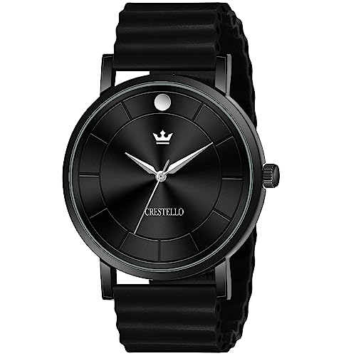 Image of CRESTELLO Silicone Strap Analog Wrist Watch for Men (Black /Blue /Grey /Green /Orange /Wine Red Strap)