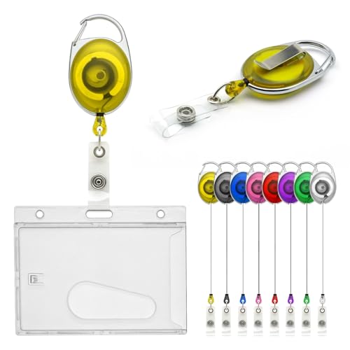 CKB LTD Juego de carrete retráctil para insignia, ranura de expulsión cerrada de una sola cara, soporte horizontal para tarjetas de identificación para escuela, oficina, tarjeta de identidad, clip