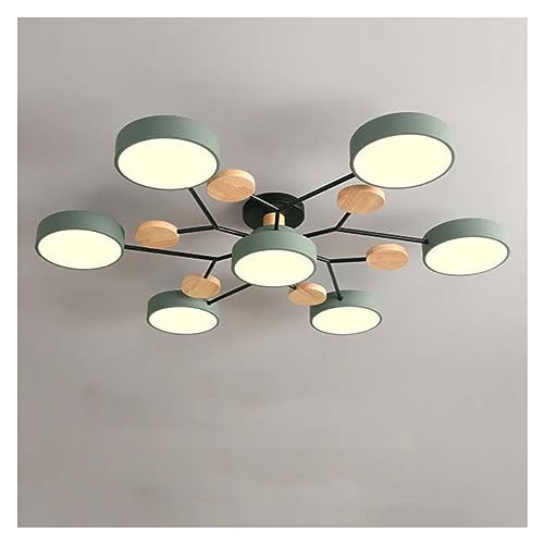 Plafonnier LED vert 7 têtes lustre moderne acrylique pour salon et chambre