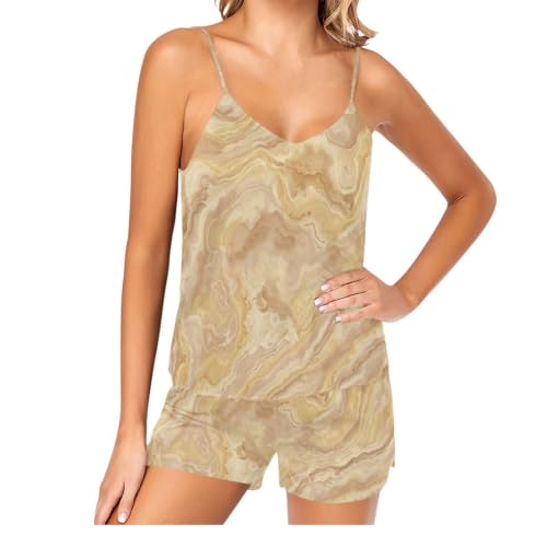 Pyjama classique 2 pièces pour femme style cami en satin fluide - 2
