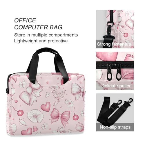 Bolsa maletín para laptop con patrón Cherry Bow rosa, 13-15.6 pulg miniatura 6