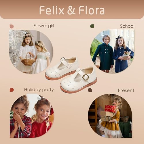 Image of Felix & Flora Toddler Girl Mary Jane Dress Shoes - School Oxford Flats for Girl Party Shoes.