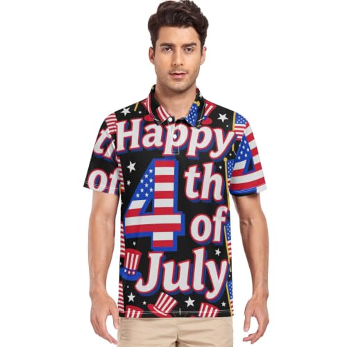 Polo col homme 4th of July GuoChe taille S polo décontracté