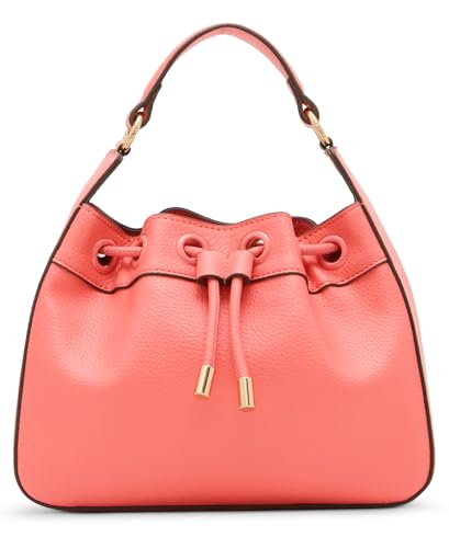 Anne Klein Drawstring Bucket with 2 Detachable Straps, Persimmon