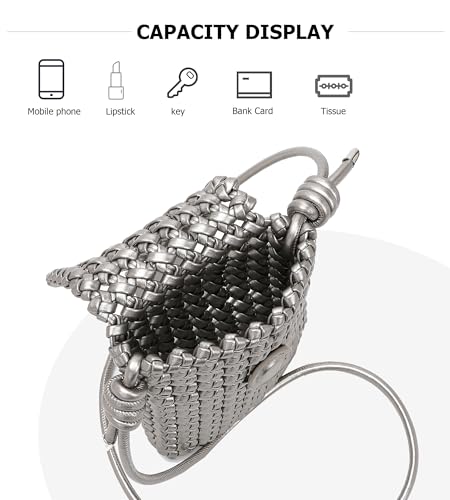 Image of myfriday Mini Quilted Crossbody Purse, Chain Strap Summer Shoulder Bag | Metal ball chain adjuster, snap closure and lightweight phone pouch add cute summer carry for holidays and shopping