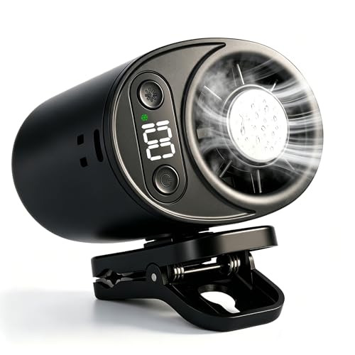 2026 New Clip On Car Air Conditioner Fan, Portable Mini Car Cooling Fan with LED Display, 360° Rotation USB Rechargeable Cooling System, Quiet Clip Fan for Auto Van Truck SUV RV Black
