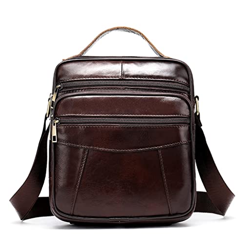 Men's Shoulder Bag Leather Bag Fashion Messenger Bags Flap Zipper Male Solid Crossbody Handbags (Color : A, Size (A