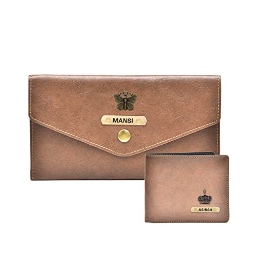 Image of YOUR GIFT STUDIO : Classy Minimal Clutch + Men's Wallet | Couple Gifts (Brown)