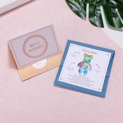 Image of Aesnefe Pocket Bear Hug, Anxiety Relief Gifts, Mental Health Positivity Gift for Men Women, Autism Fidget Gifts, Surgery Worry Gift, Thoughtful Present for School Anxiet, Rainbow Blue
