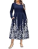IN'VOLAND Plus Size Womens Long Sleeve Dress Fall...