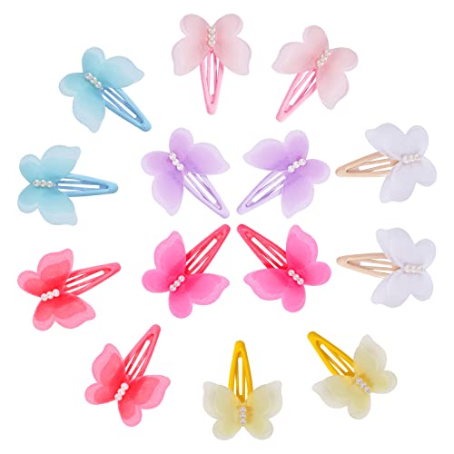 Baby Hair Clips Toddler，14 Pcs Baby Girl Chiffon Butterfly Clips,Girls Baby Barrettes,3D Butterfly Hair Accessories #TOP7