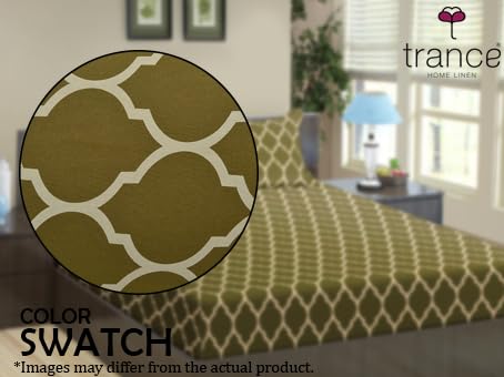 Image of Trance Home Linen 200 TC 100% Cotton King Size Printed Bedsheet | Incredible Smooth Finish Bedding Set of King Size Flat Bed Cover with 2 Pillow Covers (108 x 108 inch | 9ft x 9ft (Dori Forest Green)
