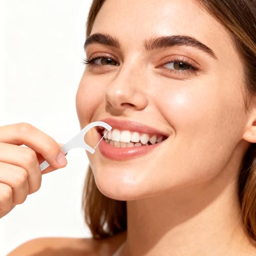 Image of Portable Dental Floss Dispenser Refillable Dental Flossers Case Automatic Travel Flosses Pick Organizer Pocket Flosses Boxes with 40 Floss Picks for Cleaning Teeth