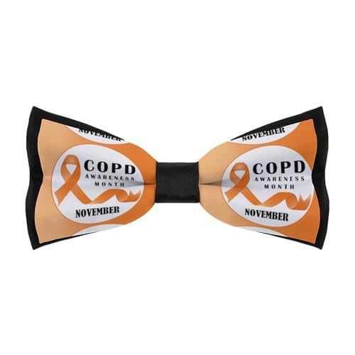 JYYAU COPD Awareness Month Orange Ribbon Bow Tie Adjustable Necktie For Men Business Fashion Pre-tied Tie Neckwear Novelty Accessory For Weddings Party Festival