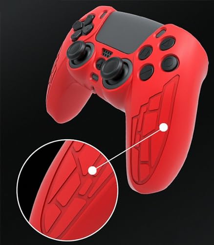 Image of TMG Anti-Slip Controller Silicone Skin for Ps5, Ergonomic Rubber Protective Case with 2 PC matching Thumb Grips (Red)