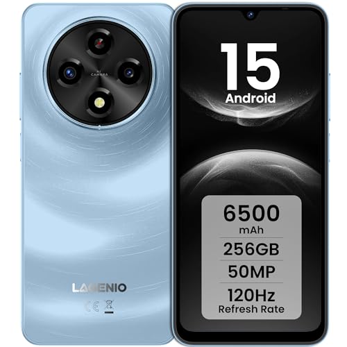 LAGENIO A12 Pro Telefonos Moviles Libres Android 15-24GB+256GB/1TB TF, 6,9' Pantalla HD+ 120Hz Smartphone, Batería 6500mAh, Cámara 50MP+8MP, Octa-Core, 4G Dual SIM