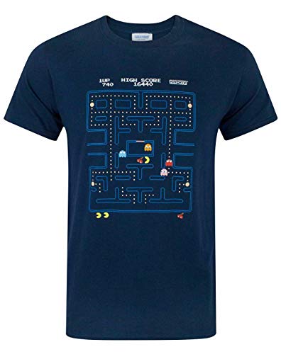 Pacman clásico de acción para Hombre Escena Adultos Azul Marino Camiseta Top