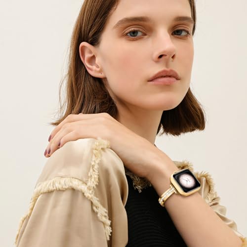 Image of Missair Bands Compatible with Apple Watch Band 38mm 40mm 41mm 42mm 44mm 45mm 46mm 49mm for Women, Slim Metal Dressy Jewelry Bracelet with Bling Diamond for iWatch Series 11 10 9 8 7 6 5 4 3 SE Ultra