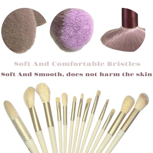 Image of LAVENUST 24-Piece Professional Makeup Brush Set - Premium Foundation, Eyeshadow & Blending Brushes for Flawless Makeup Application (Off-White)