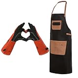 Black Forest Fox SET Büffel Leder Profi Grillschürze Koch & Küchen Schürze + Kamin Ofen Grill Schweißer feuerfeste Handschuhe