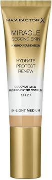 Max Factor Miracle Second Skin Hydrating Foundation, Light-Medium - 30 ml