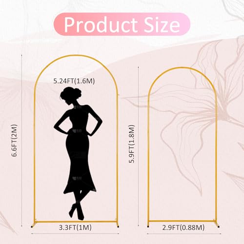 Image of Vincidern 2pcs Metal Wedding Arch Backdrop Stand 6.6FT, 5.9FT, Party Arch Stand, Balloon Arch Backdrop for Wedding Ceremony, Baby Shower, Birthday Party, Bridal Shower, Graduation Evrnts Decor, Gold