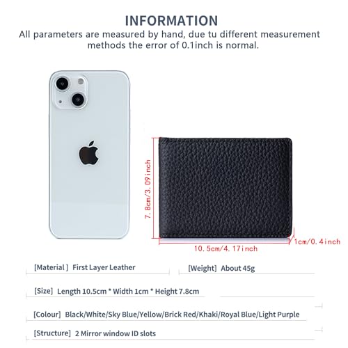 Genuine Leather Slim Bifold ID Card Holder, Front Pocket Minimalist Leather Card Holder Wallet for Men & Women (Light Purple)2